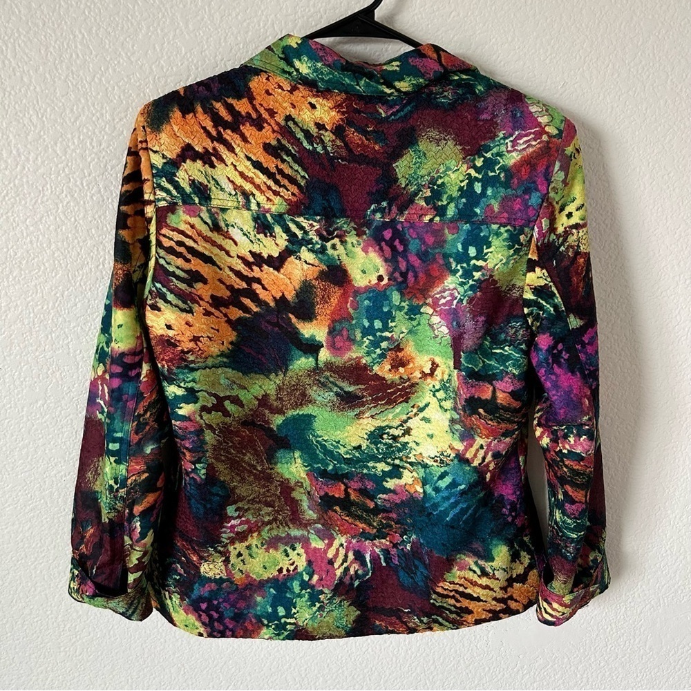 Keren Hart Vibrant Green and Orange Abstract, Artistic, Fun, Retro, Blazer - Picture 2 of 8